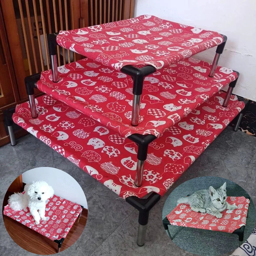 Portable Elevated Dog Bed Outdoor Pet Bed Summer Cat Bed Pet Camping Removable Washable Small Pet Hammock Outdoor Dog Bed