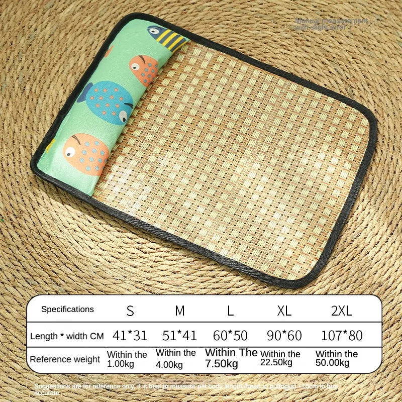 Pet Beds Sleeping Mat Dog Beds Rattan Woven Cat Mat Bed Summer Pet Cooling Mat for Small Dog Cats Puppy Beds Cushion Chihuahua