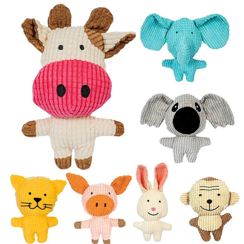 Pets Dogs Plush Toys Cute Cow/Pig/Lion Animal Model Squeak Dog Toys For Medium Small Dogs Cat Bite-Resistant, Soft, Durable Safe