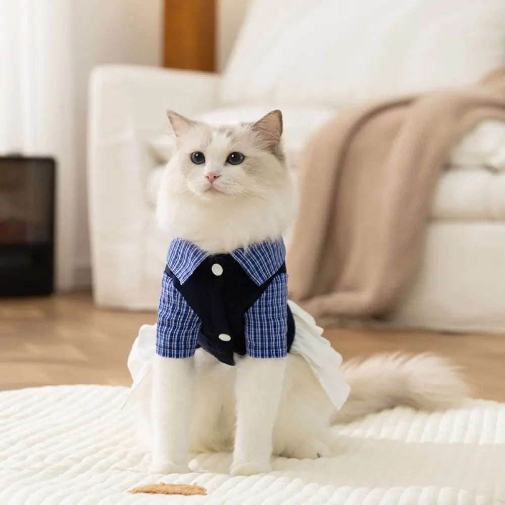 Pet Supplies Soft Cat Bowknot Dress Cute Preppy Style Pet Princess Skirts Breathable Shirt Collar Dog Shirt Dress Pet Party