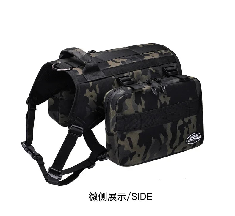 Pet Supplies Outdoor Dog Backpack Oxford Fabric Double Snack Bag Medium Large Dog Tactical Bag Waterproof Reflective Saddle Bag