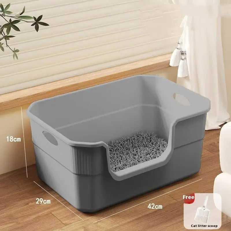 Large-Sized Litter Box For Cats Anti-Splash Semi-Enclosed Open Cat Toilet Cat Supplies