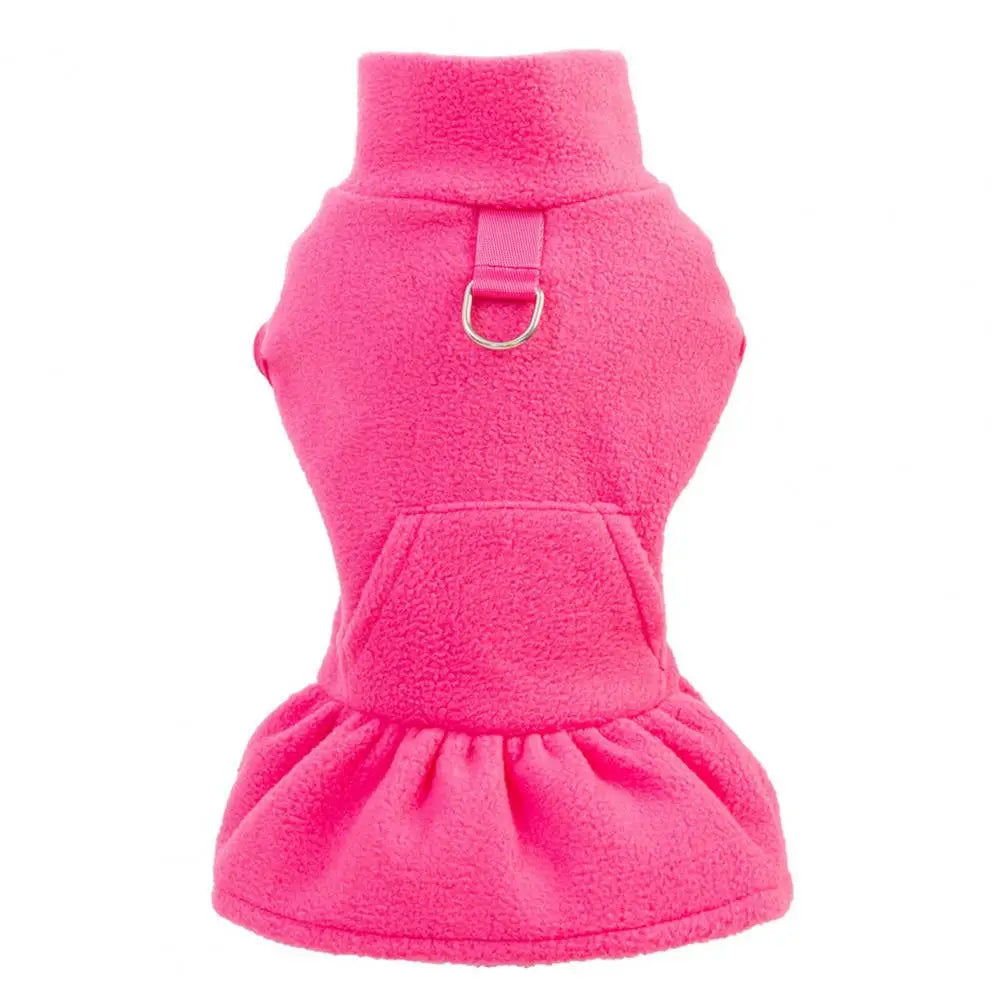Dog Dress for Small Dogs，Autumn Winter，D-shaped Ring，Fleece Two-legged，Small Medium Dog Puppy Outfit Clothes，Pet Supplies
