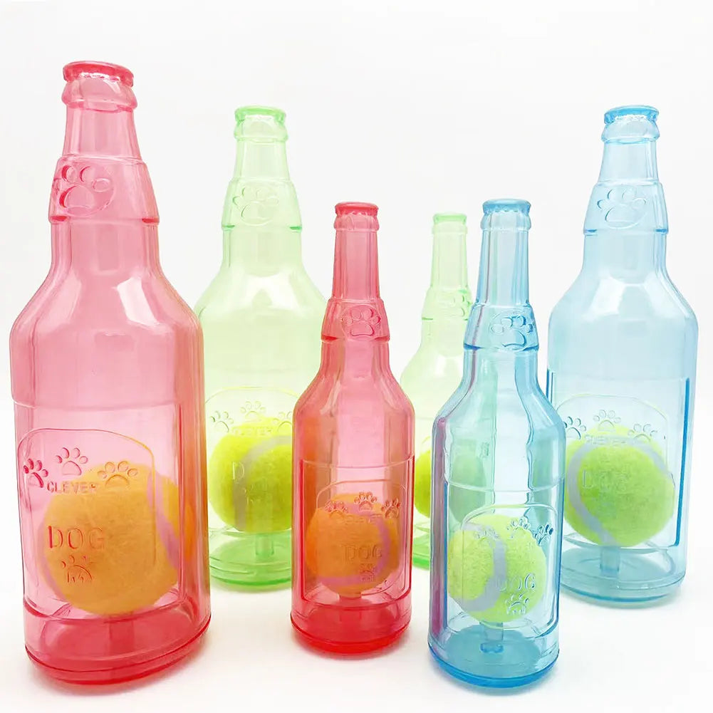Pet Dog Toys Potable Anti-stress Pet Toys Plastic Water Bottle Crunchy Toys with Ball For Indoor Outdoor For Cat Kittens