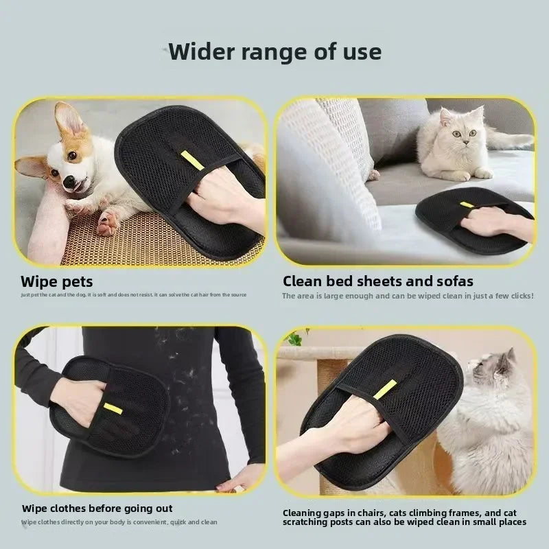 Pet Grooming Gloves Dog Grooming Equipment Anti-static Pet Hair Removal Brushes for Cats and Dogs on Clothes Sofas Carpets Etc.