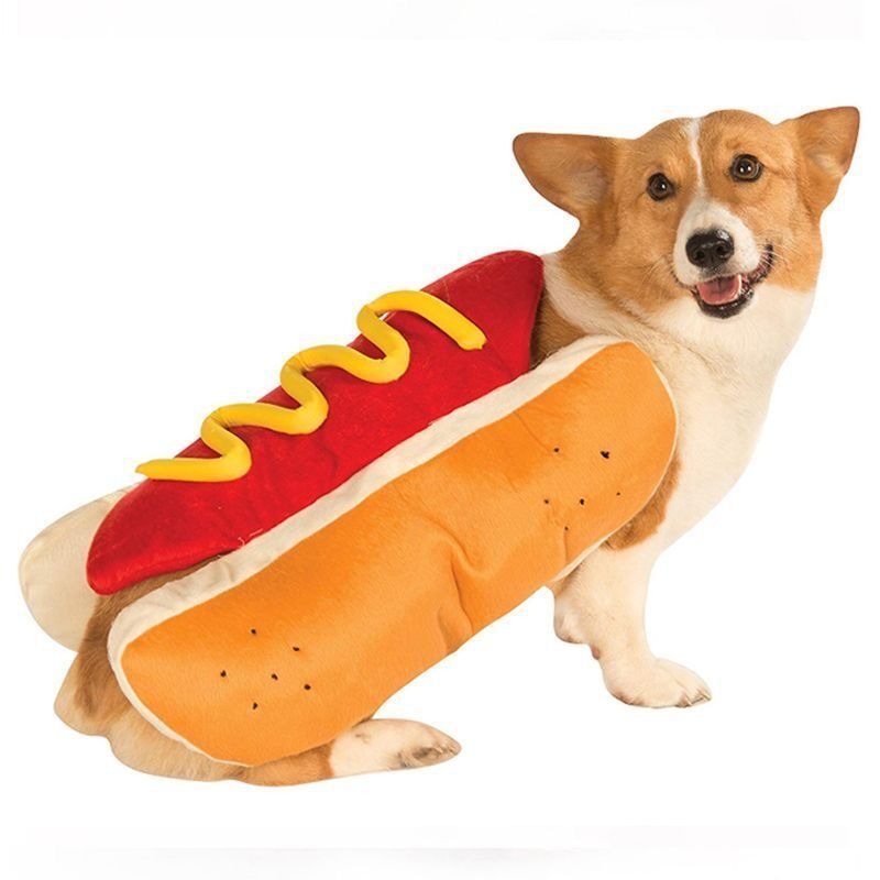 Pet Dress Up Costume Hot Dog Shaped Dachshund Sausage Adjustable Cosplay Clothes Funny Warm for Puppy Dog Cat Dress Up Supplies