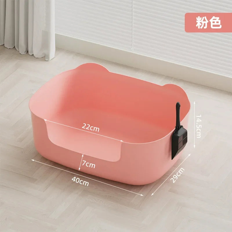 Large Cat Litter Box Semi-enclosed High-fenced Pet Toilet Anti-splash Integrated Open Cat Fecal Basin