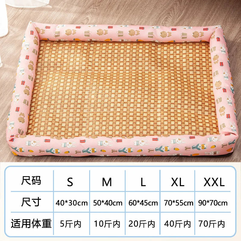 Pet Cat Beds Summer Pet Cooling Mat Pad Lightweight Breathable Rattan Pet Bed Cooling Ice Nest for Small Animal Dogs Mat