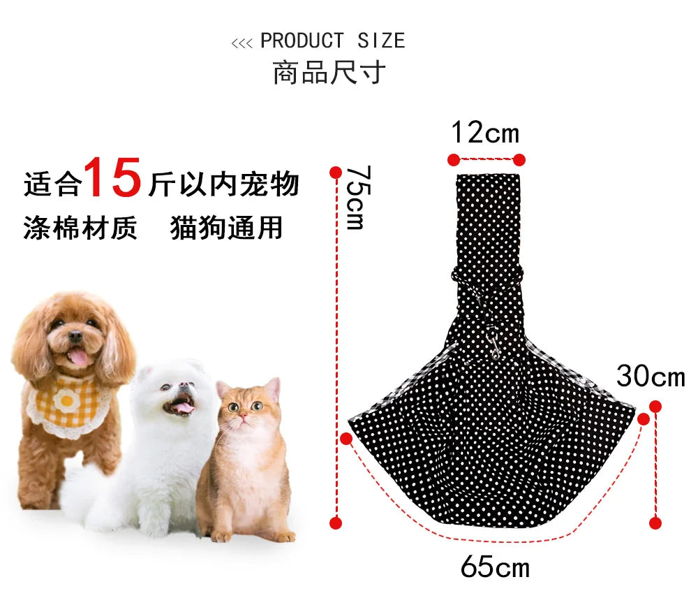 Pet Sling Carrirer Bag for Small Dogs Cats, Cross Shoulder Canvas Carrying Bags Fits Puppies Teddy Chihuahua for Walking Travel