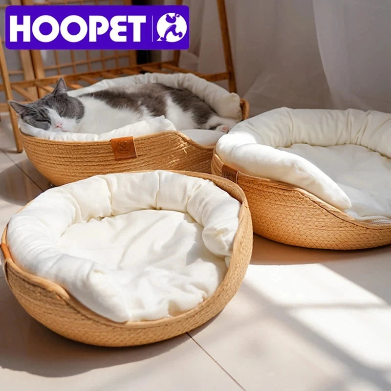 Pet Bed Kennel for Cat Puppy Dog Beds Sofa Handmade Bamboo Weaving Cat Cozy Nest Pet Accessaries