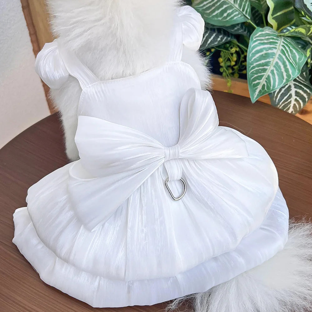 Dog Dress Girl Dog Clothes Pet Apparel Doggie Pink Bowknot Tulle Cat Sequin Clothing Pup Dresses Doggy Attire Birthday