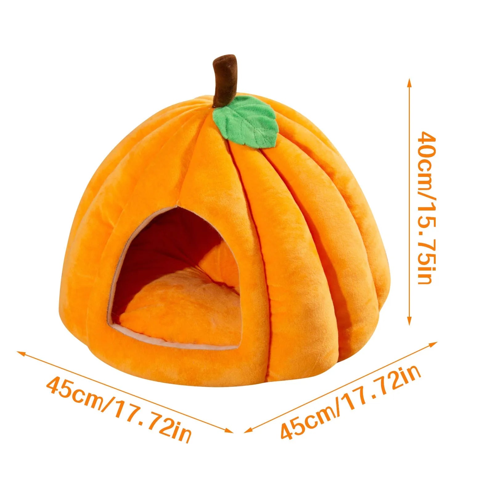 Halloween Themed Pet Pumpkin House Autumn And Winter Cat And Dog Semi-Enclosed Pet Bed Warm And Thick Cat And Dog Bed