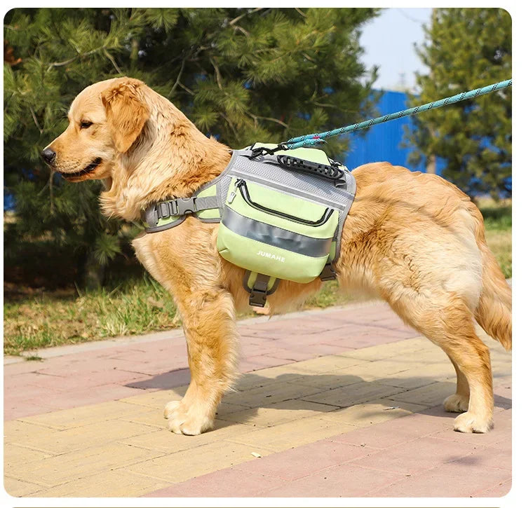 Pet Supplies Outdoor Dog Backpack Oxford Fabric Double Snack Bag Medium Large Dog Tactical Bag Waterproof Reflective Saddle Bag
