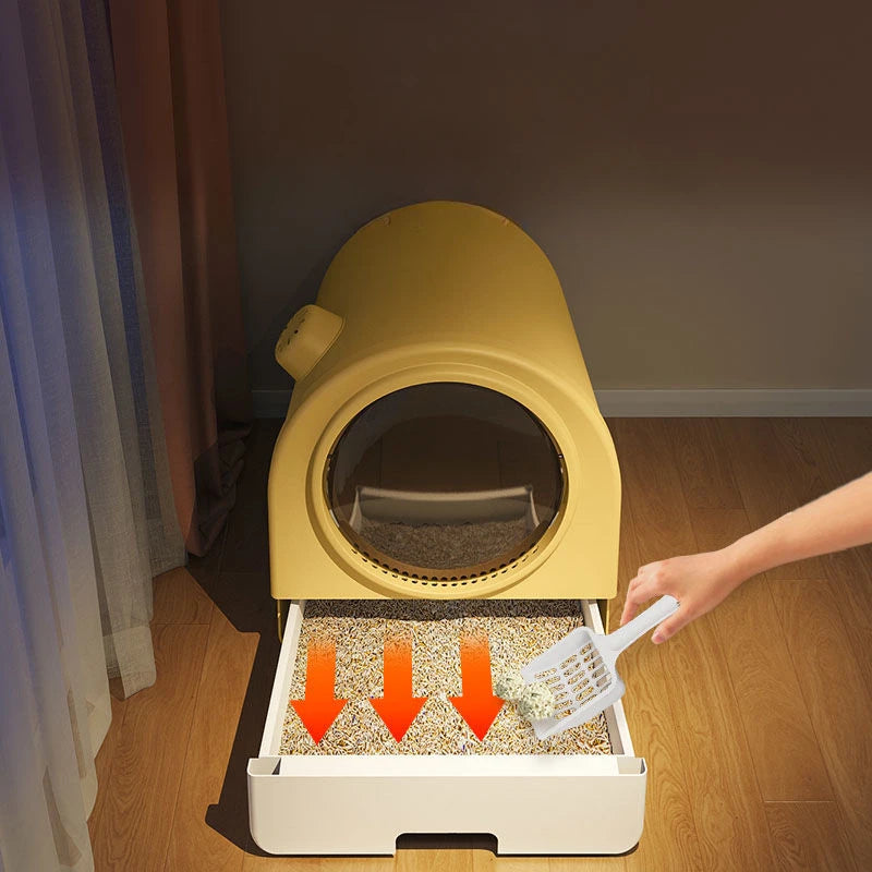 Fully Enclosed Odor-proof Drawer-style Cat Litter Box Extra-large Splash-proof Cat Toilet Space Capsule Cat Litter Box