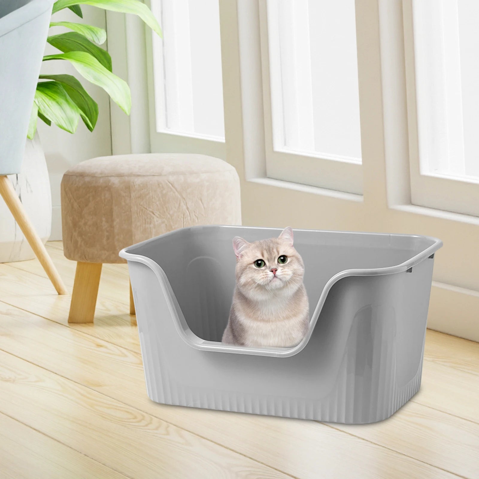 Cat Litter Box Durable Kitten Potty Toilet Open Top Pet Litter Tray Heighten for All Kinds of Cat Litter Easy to Clean No Odor