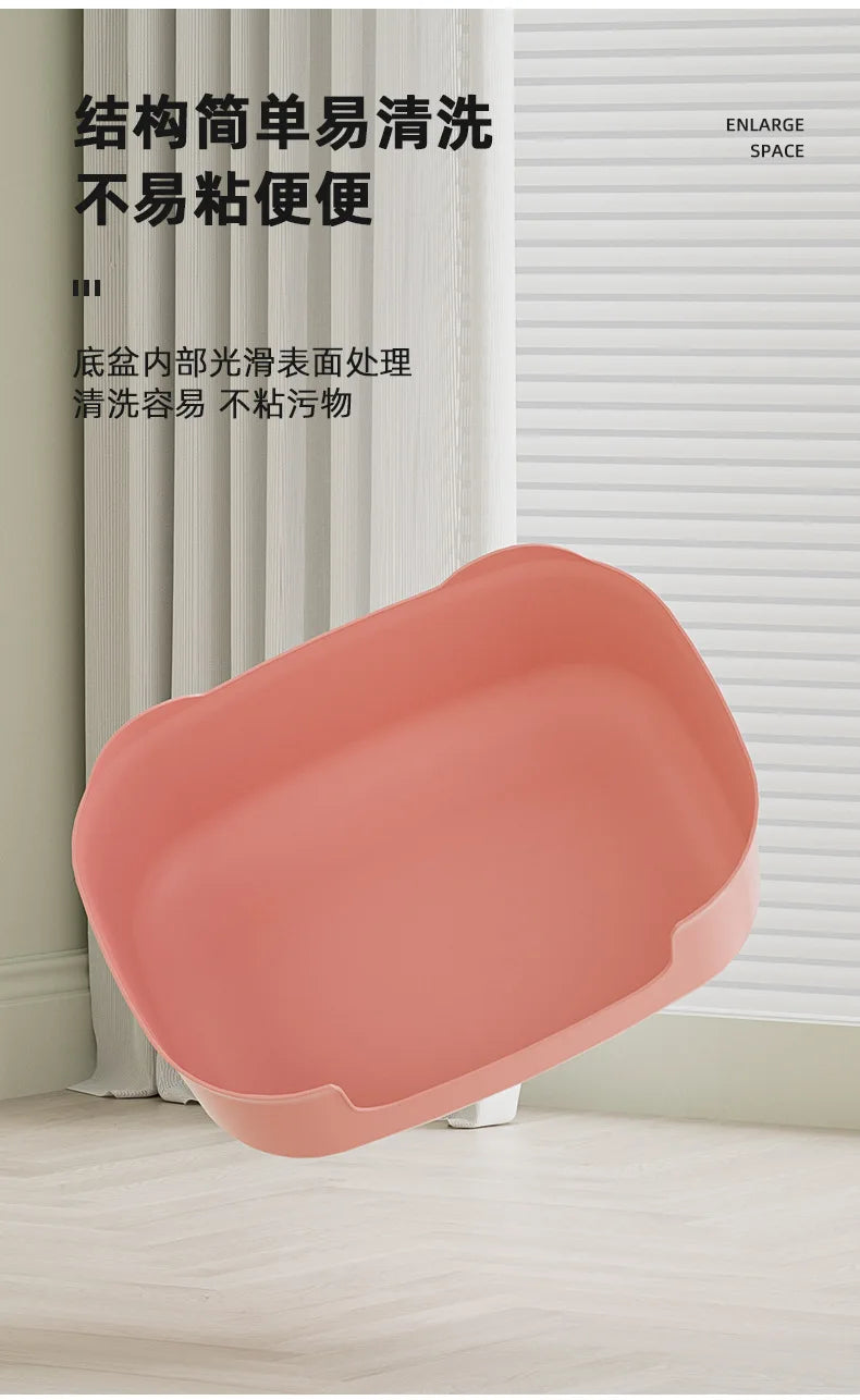 Large Cat Litter Box Semi-enclosed High-fenced Pet Toilet Anti-splash Integrated Open Cat Fecal Basin