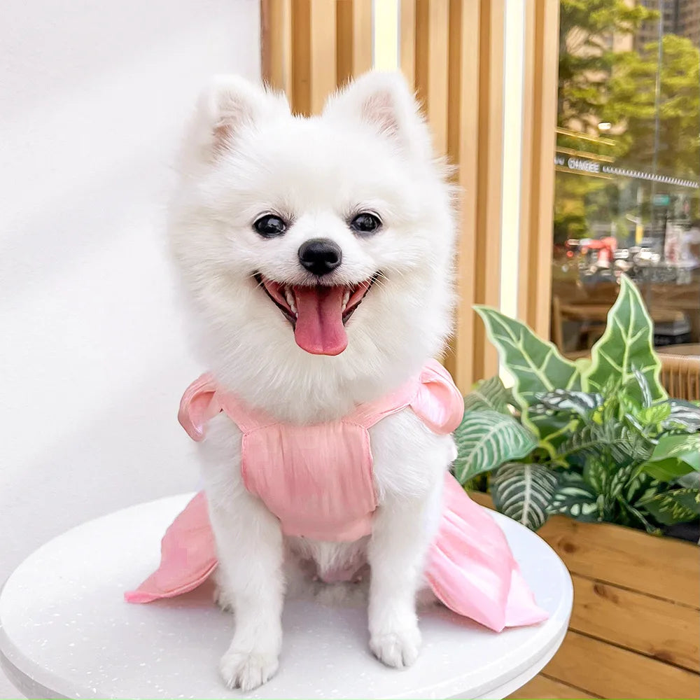 Dog Dress Girl Dog Clothes Pet Apparel Doggie Pink Bowknot Tulle Cat Sequin Clothing Pup Dresses Doggy Attire Birthday