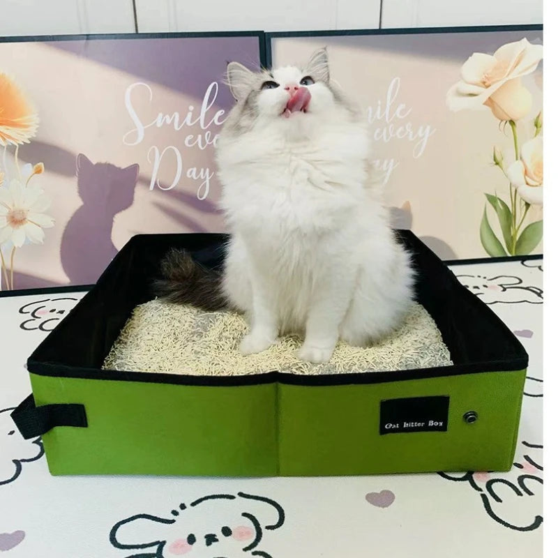 Portable cat litter box pet garbage bin dog toilet tray style outdoor foldable circular cat toilet outdoor Cat Litter Box
