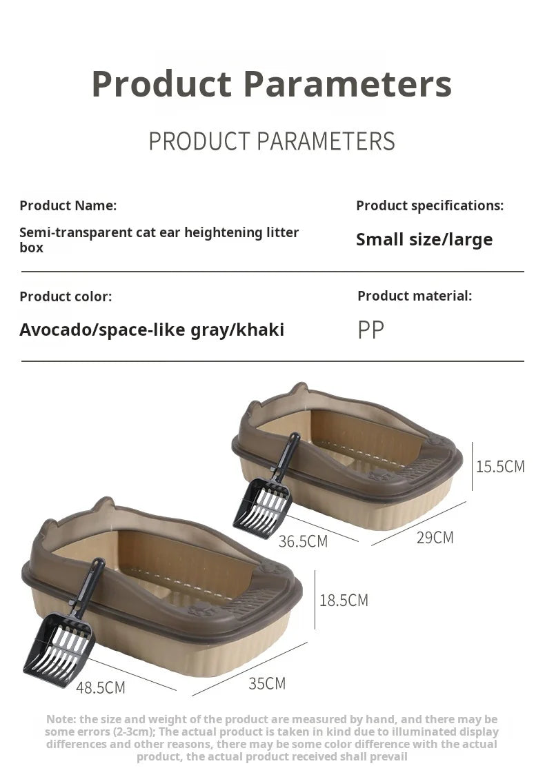 Large-Sized Half-Enclosed Open Anti-Splash Cat Litter Box Adult Cat Toilet Small-Kitten Litter Box Odor Removal for Cats