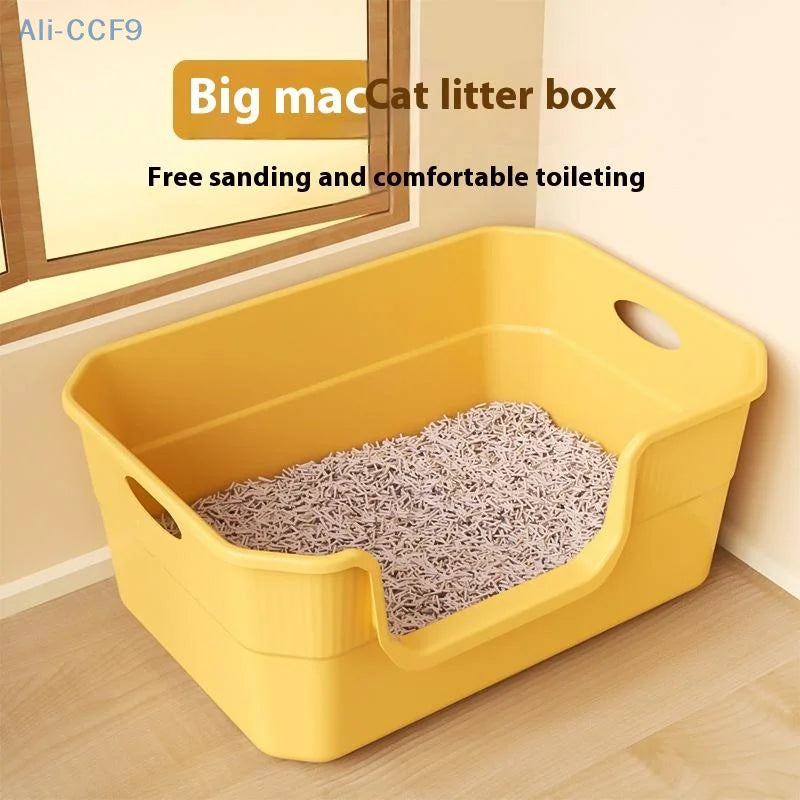 Large-Sized Litter Box For Cats Anti-Splash Semi-Enclosed Open Cat Toilet Cat Supplies
