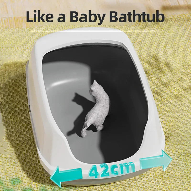 HOOPETCat Litter Box Large Capacity Litter Pan Semi-enclosed Pet LitterLitter Box Kitty Supplies Cat Potty Open Cat Litter Box