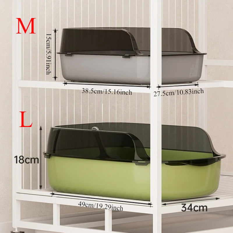 Cat Litter Box Semi Enclosed Design Large Capacity Splashproof Cover Easy Clean Non Stick Cat Toilet with Litter Scoop for Cats