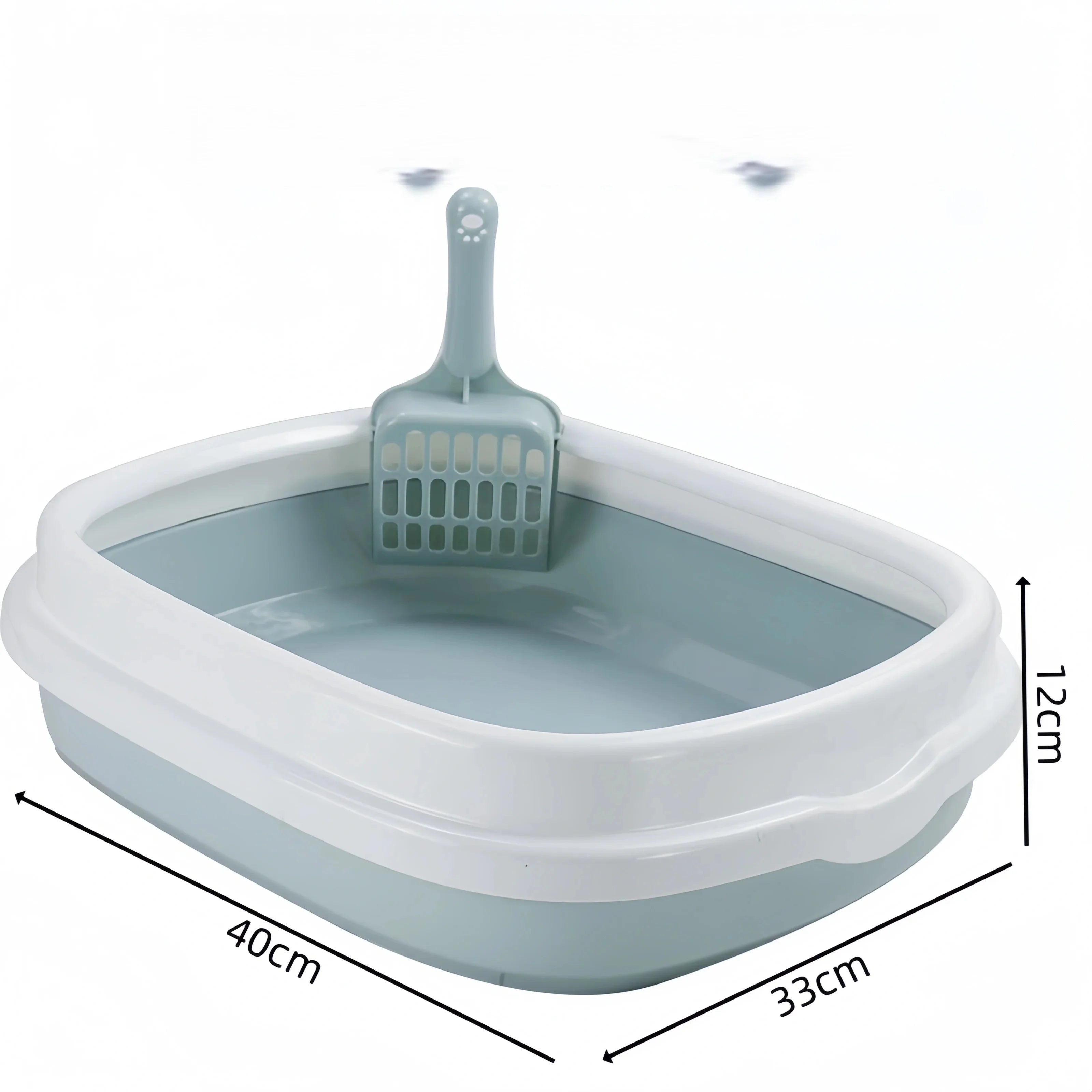 Oval Kitten Litter Box with High Walls - Thickened PP Semi-Enclosed Design Anti-Scatter Tray for Baby Cats Easy Clean