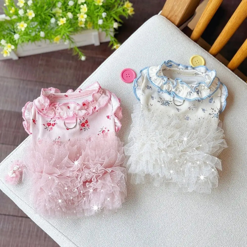 Pet Costumes Summer Thin Pet Floral Dress Sleeveless Comfortable Dog Skirt Breathable Puppy Sweatshirt For Small Dog Cat