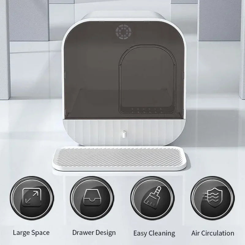 Cat Litter Box Fully Enclosed Splash-proof Cat Toilet with Litter Scoop Large Capacity Drawer Type Cat Litter Box Cat Accessorie
