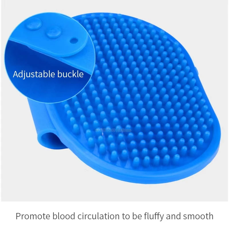 Dog Grooming Glove, Pet Bath Brush with Adjustable Ring Handle, Rubber Massage Grooming Comb for Short Haired Dogs Cats