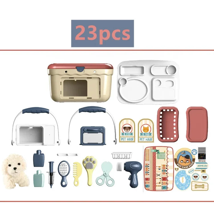 Pretend Play Puppy Pet Care Playset with Stuffed Dog Plush for Toddlers Doctor Play Veterinarian Kit Toys for Kids Girls with