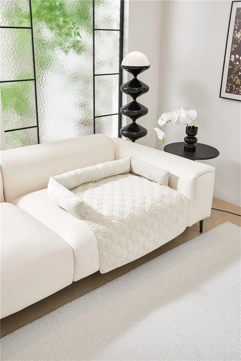 Dog Bed Mat Sofa Blankets Winter Warm Pet Blanket Dogs Cats Sleeping Beds for Large Medium Dogs Cats with Pillow Removable