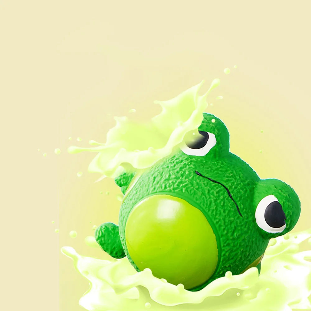 New Dog Toys - Latex Grumpy Frog & Yellow Duck, Squeaky, Teething, Stress-Relief, Interactive Pet Toys for Chewing & Bonding,