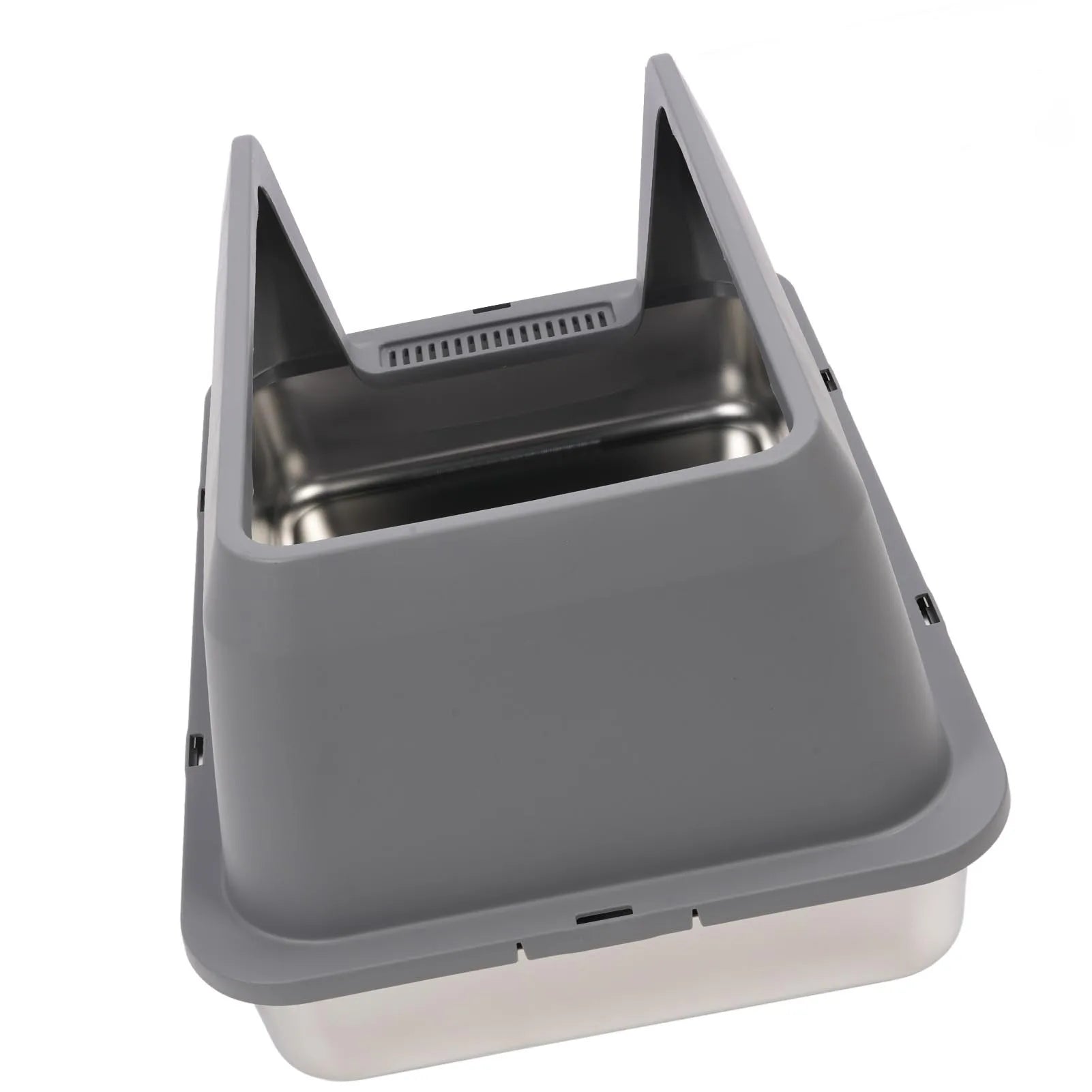 Stainless Steel Enclosed Litter Box Spacious Easy Access Removable Sturdy High Sides Stainless Steel Litter Box for Large Cats