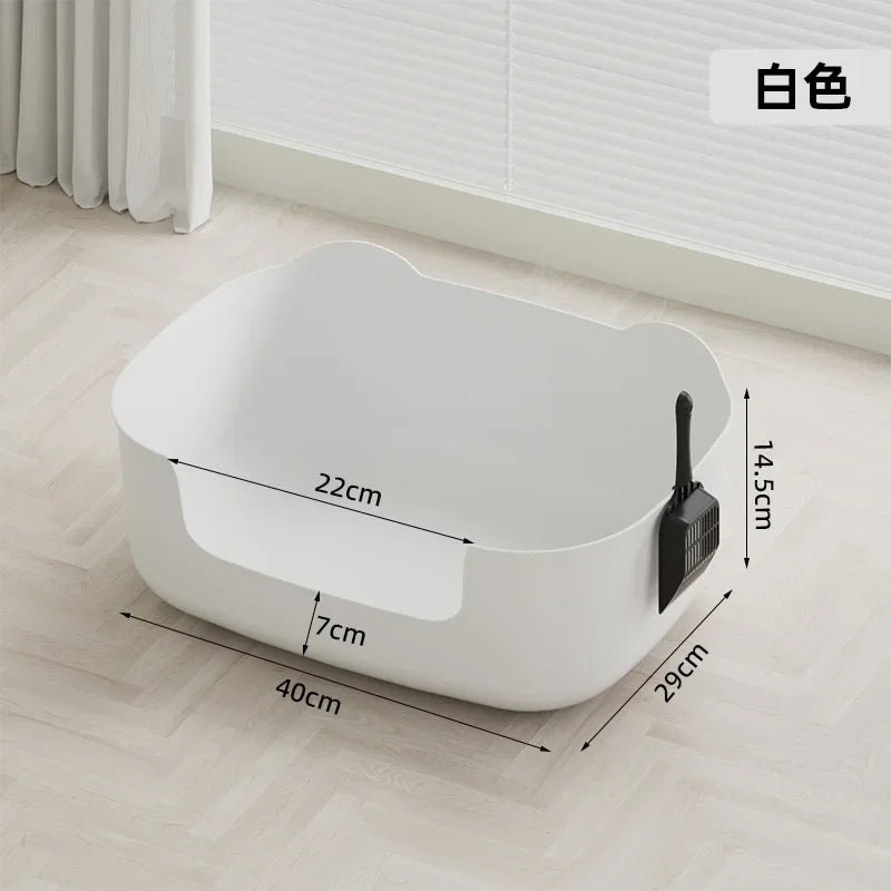 Large Cat Litter Box Semi-enclosed High-fenced Pet Toilet Anti-splash Integrated Open Cat Fecal Basin