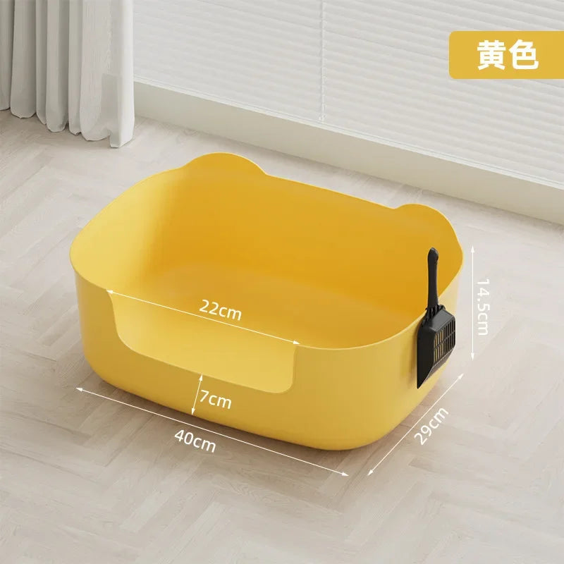 Large Cat Litter Box Semi-enclosed High-fenced Pet Toilet Anti-splash Integrated Open Cat Fecal Basin