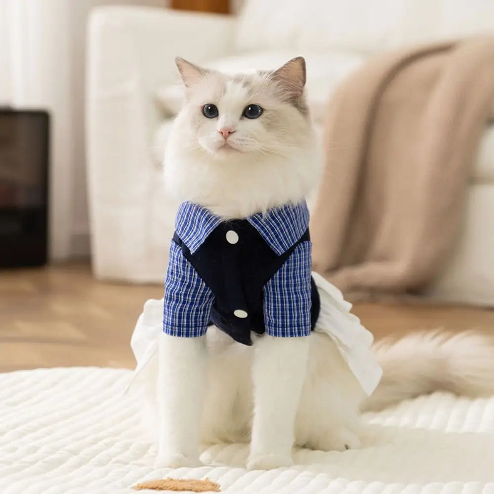 Pet Supplies Soft Cat Bowknot Dress Cute Preppy Style Pet Princess Skirts Breathable Shirt Collar Dog Shirt Dress Pet Party