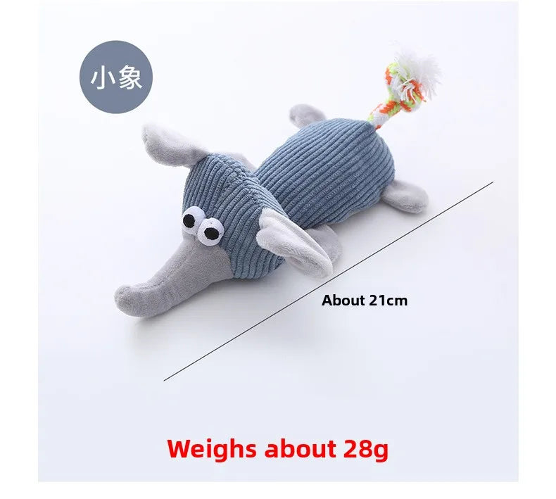 Plush Squeaky Dog Toys with Knotted Tails Soft Animal Chew Toys for Puppies Teething Safe Fun Interactive Play Pet Molar Toy