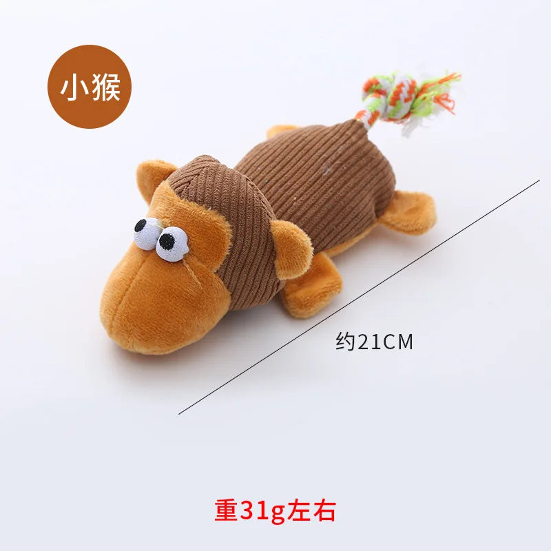 Plush Squeaky Dog Toys with Knotted Tails Soft Animal Chew Toys for Puppies Teething Safe Fun Interactive Play Pet Molar Toy