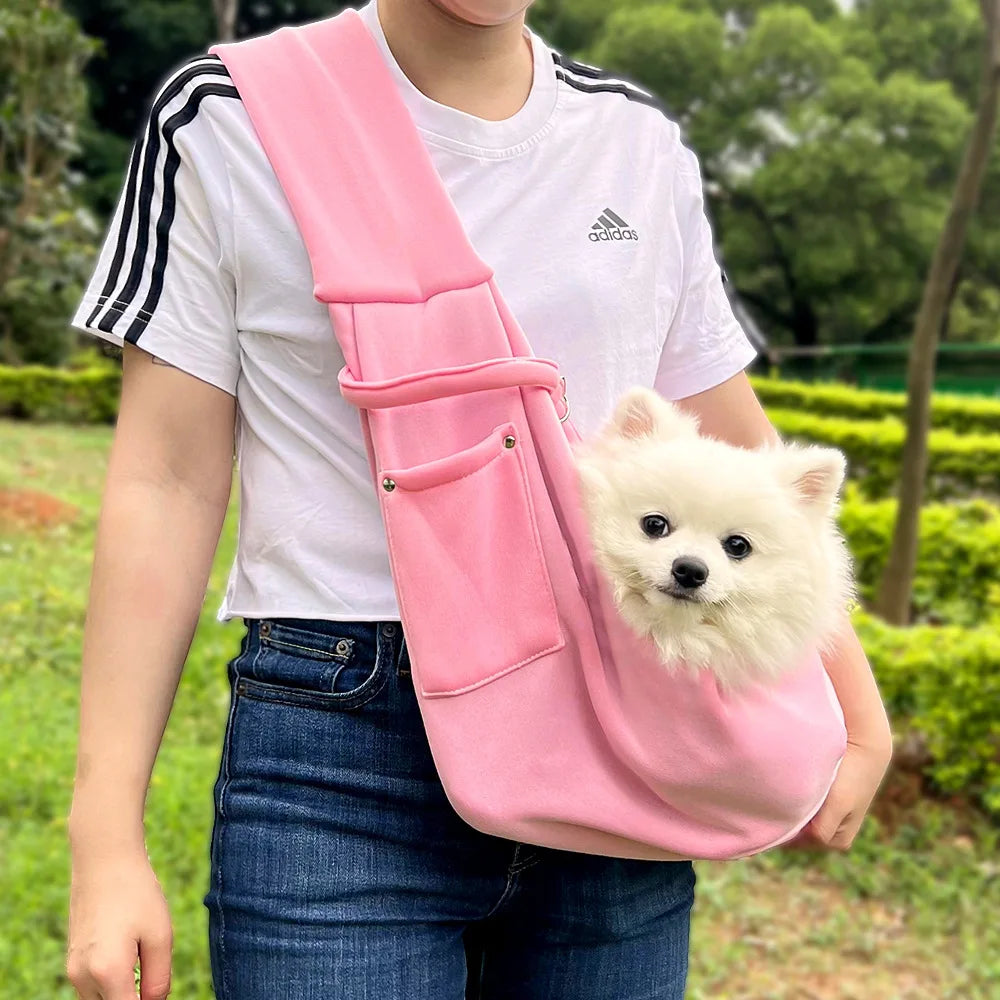 Pet Sling Carrirer Bag for Small Dogs Cats, Cross Shoulder Canvas Carrying Bags Fits Puppies Teddy Chihuahua for Walking Travel