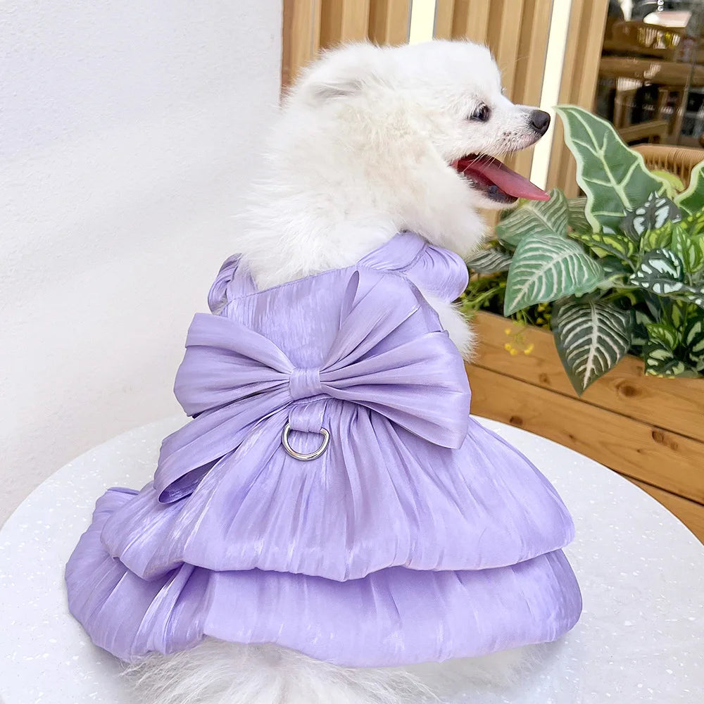 Dog Dress Girl Dog Clothes Pet Apparel Doggie Pink Bowknot Tulle Cat Sequin Clothing Pup Dresses Doggy Attire Birthday
