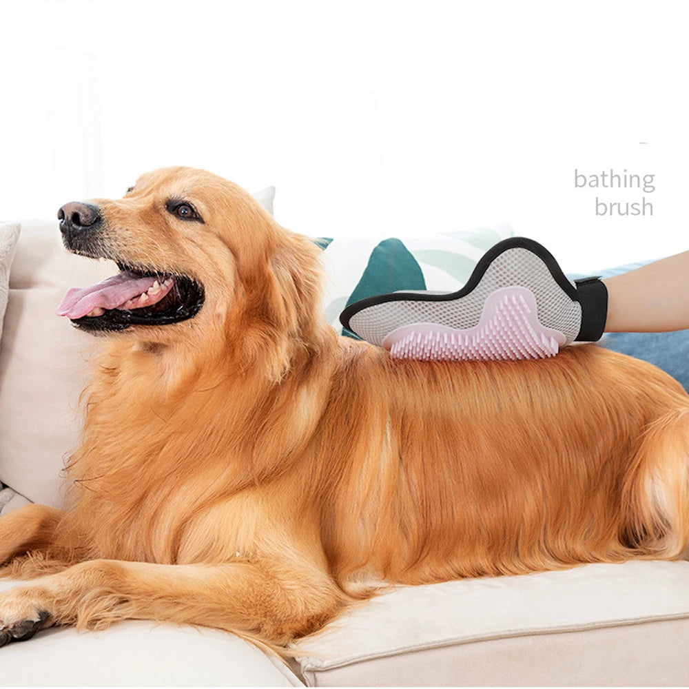 Pet Grooming Glove Brush for Cats Dogs Bath Massage Gloves for Bathing Grooming Softy Comfortable Animal Hair Removal Tool