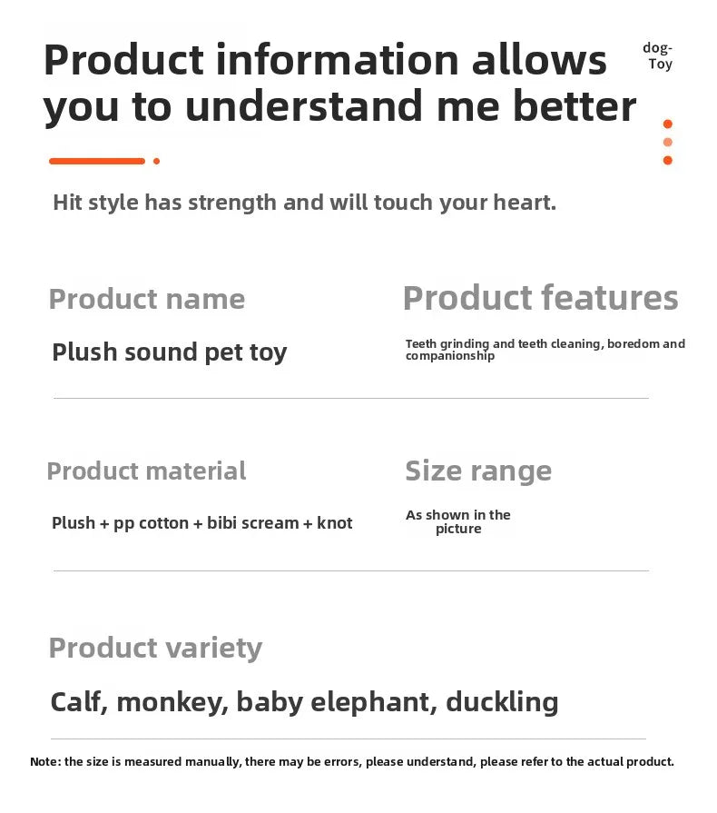 Plush Squeaky Dog Toys with Knotted Tails Soft Animal Chew Toys for Puppies Teething Safe Fun Interactive Play Pet Molar Toy