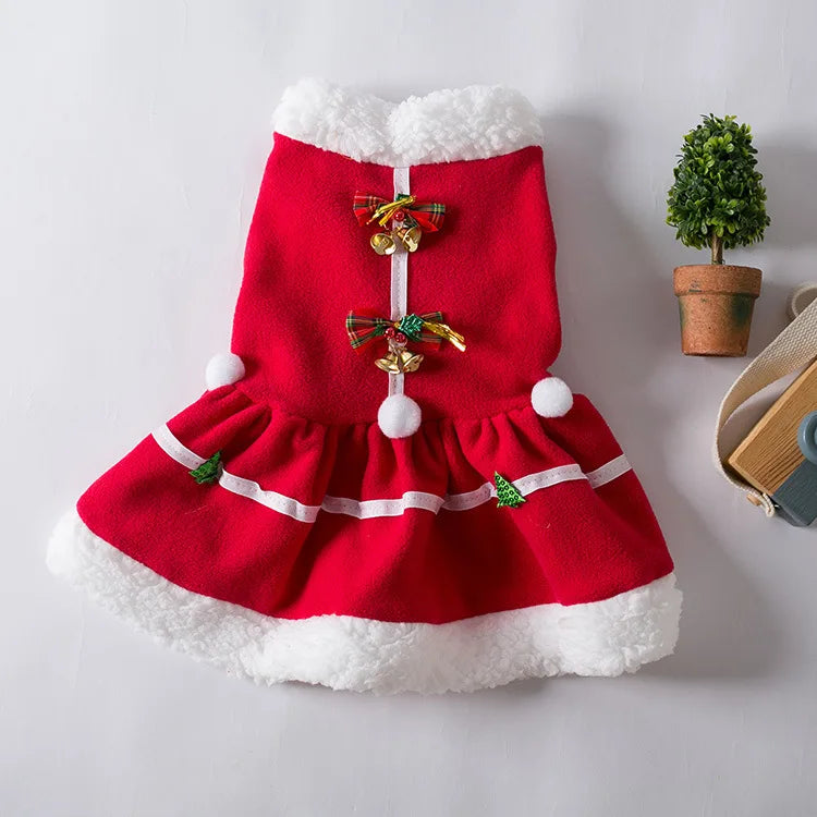 Pet Christmas Costume Dog Clothes For New Year Christmas Dog Dress Pet Skirt Dog Thick  Autumn And Winter Pet Clothes