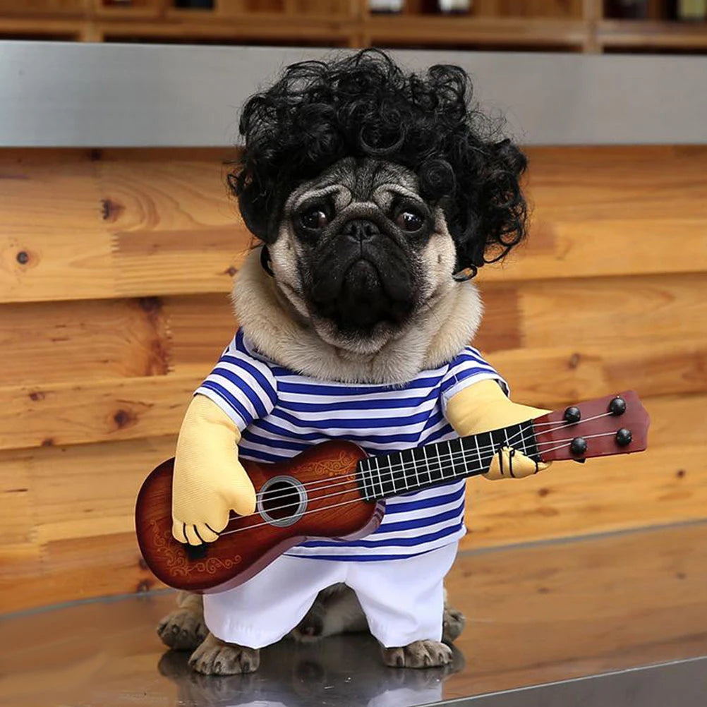 Guitar Playing Costume Pet Clothes Puppy Dress Christmas Gift Dog Wear Costume Cosplay Party Christmas Gift Dog Apparel Jacket