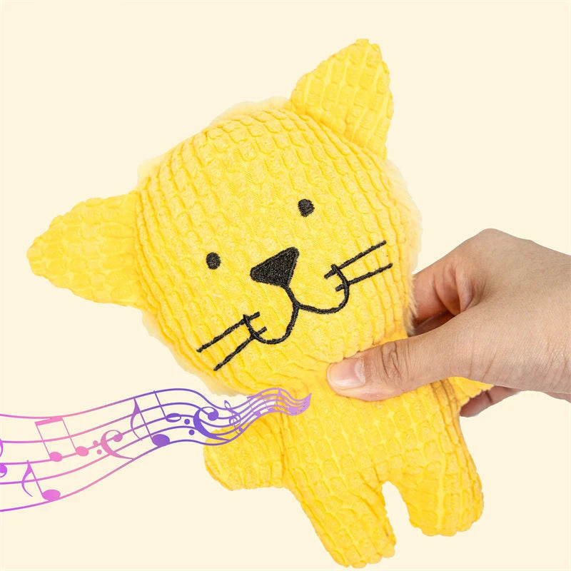 Pets Dogs Plush Toys Cute Cow/Pig/Lion Animal Model Squeak Dog Toys For Medium Small Dogs Cat Bite-Resistant, Soft, Durable Safe