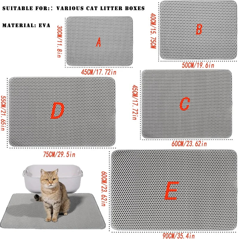 Cat Litter Mat Non Slip Big Pet Litter Box Filter Mat Double Layer Wear Resistant Waterproof Cat Litter Mat Pet Clean Supplies