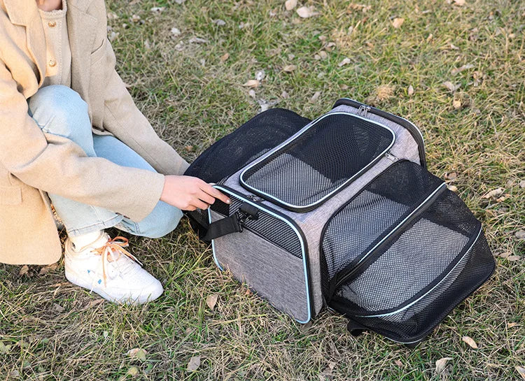 Pet bag Out carrying bag can be extended cat bag Large capacity Two small pets out carrying cat backpack