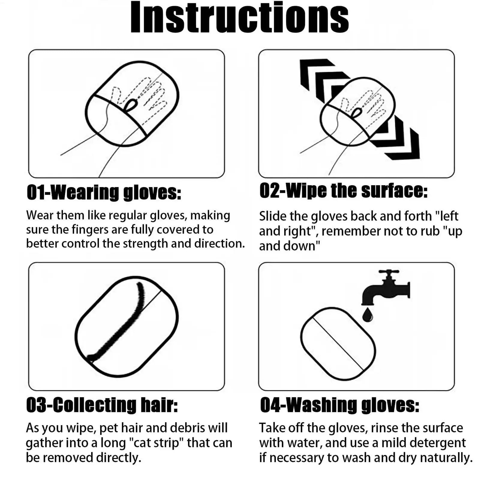 Pet Hair Cleaning And Collection Gloves Pet Double-sided Multi-functional Beauty Glove Tool For Washing Deshedding Grooming