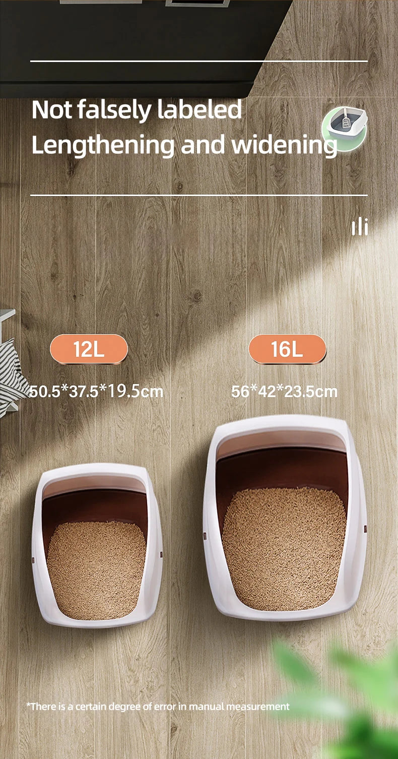 HOOPETCat Litter Box Large Capacity Litter Pan Semi-enclosed Pet LitterLitter Box Kitty Supplies Cat Potty Open Cat Litter Box